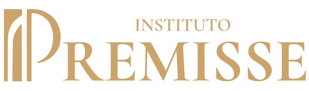 Logotipo do Instituto Premisse em dourado, com monograma estilizado e nome da marca sobre fundo preto.